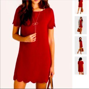 Monteau Red Shift Dress, Small